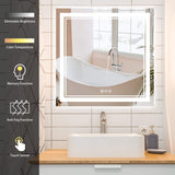 Square LED Vanity Mirror with Dual Light and Anti-Fog