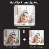 Square LED Vanity Mirror with Dual Light and Anti-Fog