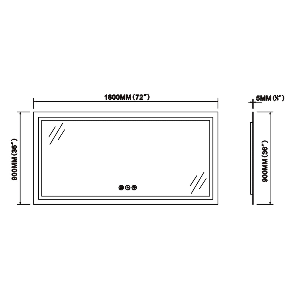 Oversized Dimmable Vanity Mirror with Anti-Fog Memory