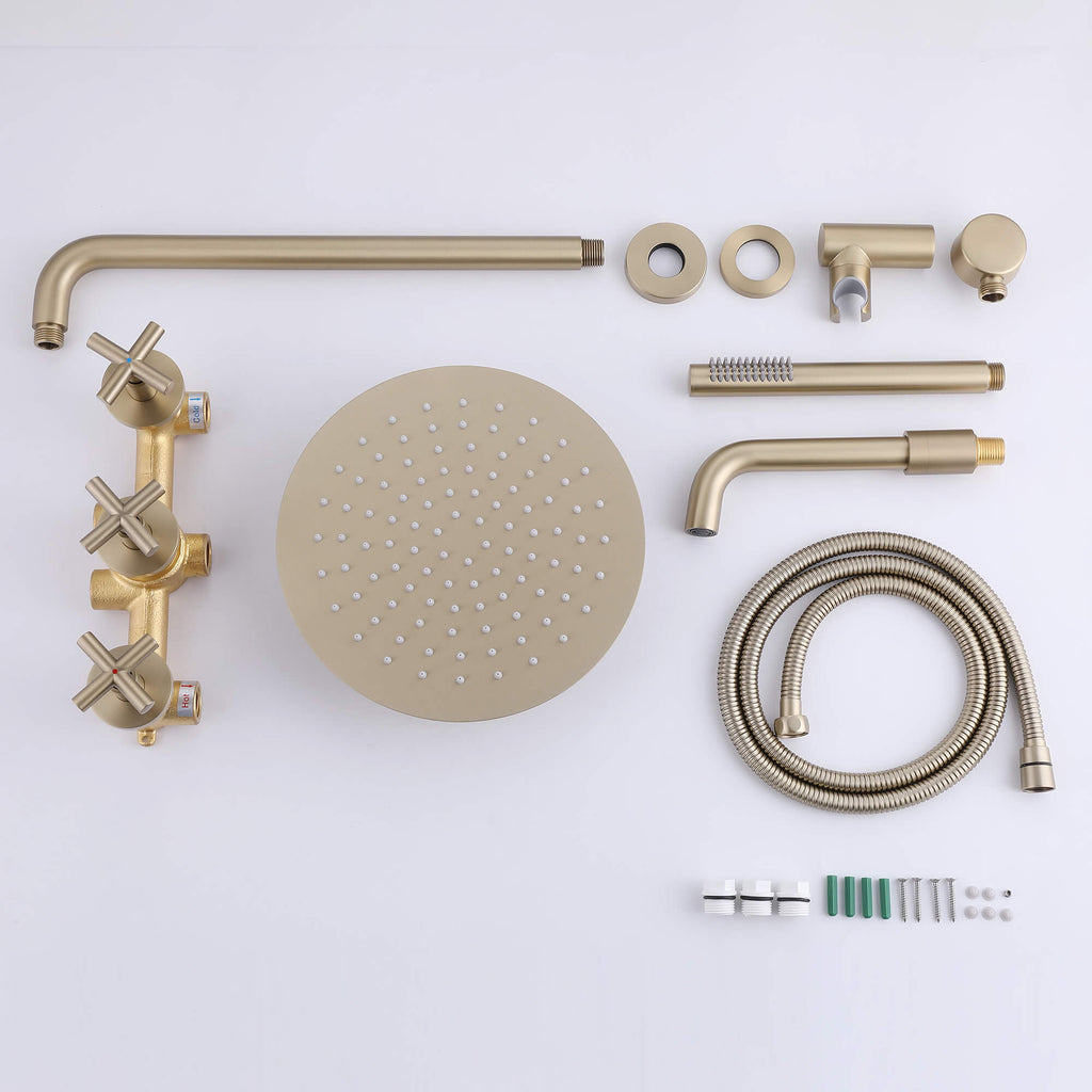 Wall-Mounted Rain Shower and Tub Spout Combo Set