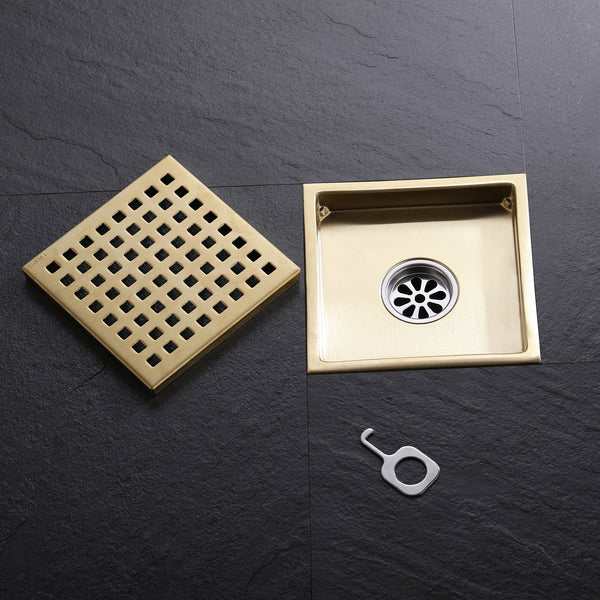 Rbrohant Bathroom 6-inch Square Shower Drain Removable Cover Grid Grat