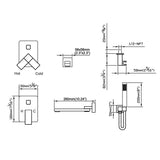Wall-Mounted Bathtub Faucet with Compact Tub Spout and Matching Hand Shower