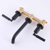 3-Hole Wall Basin Faucet with Dual Handles and Straight Spout