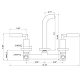 3-Hole Wall Basin Faucet with Dual Handles and Straight Spout