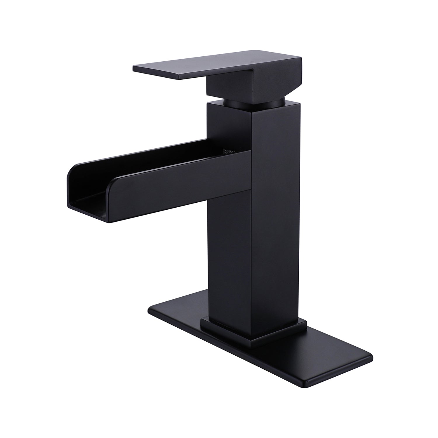 Flat Spout Waterfall Mixer with Deck Plate Base