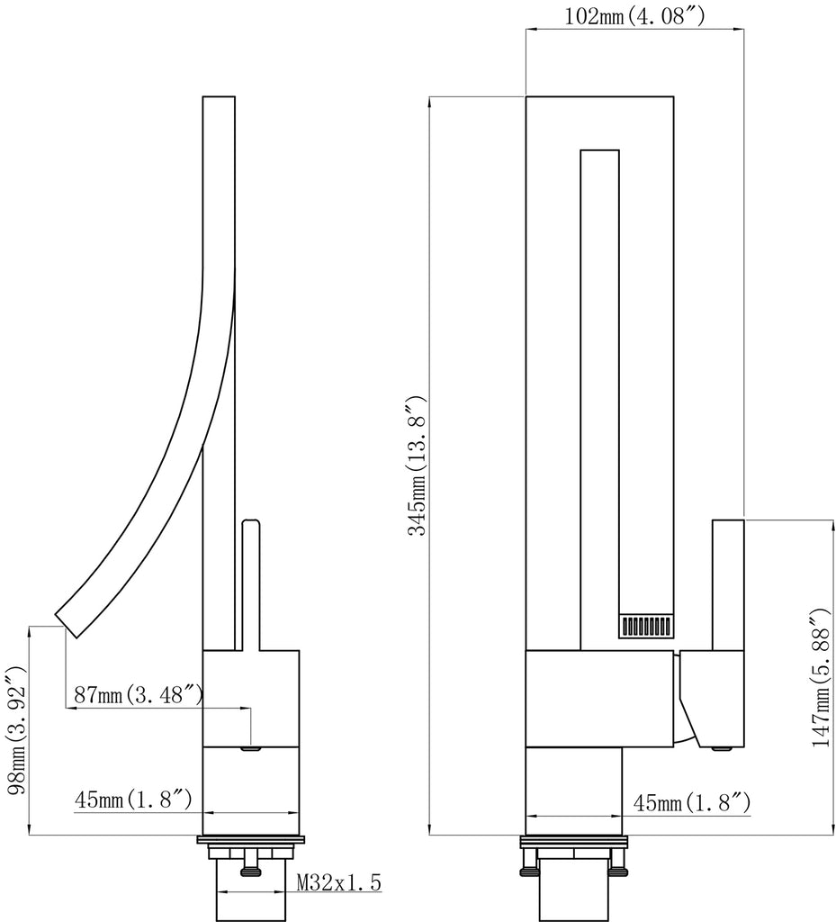 Architectural Style Mixer Tap with Hollowed Spout