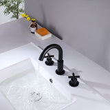 Matte Black Deck Mount Bathroom Sink Faucet with Rough-in Valve RB0765