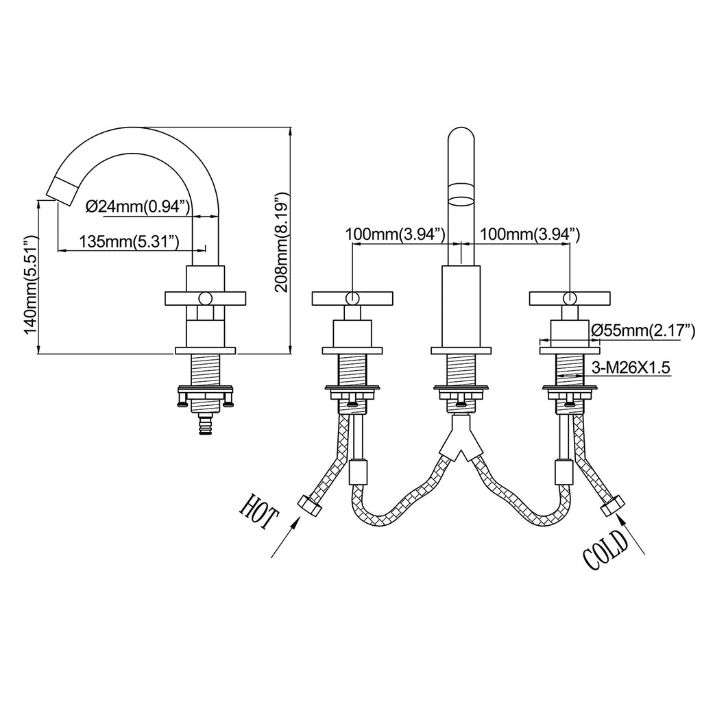 Cross Handle Vanity Faucet with High Arc Spout