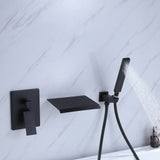 Wall-Mounted Waterfall Tub Filler with Shower Wand and Clean Minimal Design