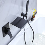 Wall-Mounted Waterfall Tub Filler with Shower Wand and Clean Minimal Design