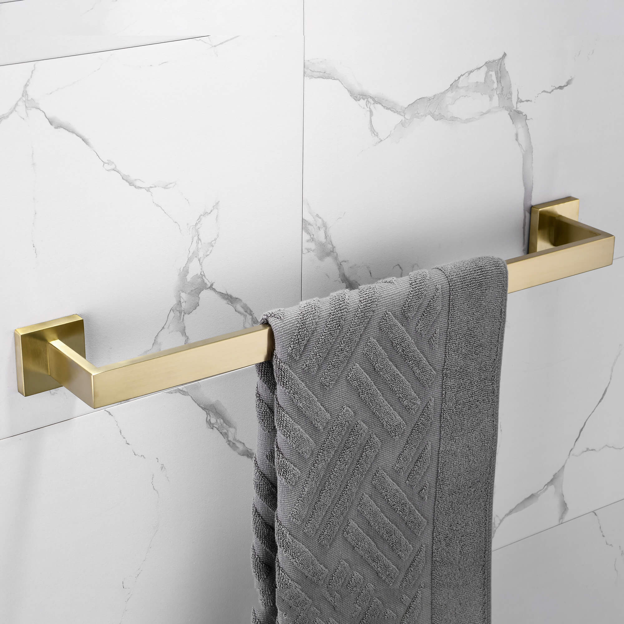 Wall-Mounted Modern Brushed Gold 4-Piece Bathroom Hardware Set