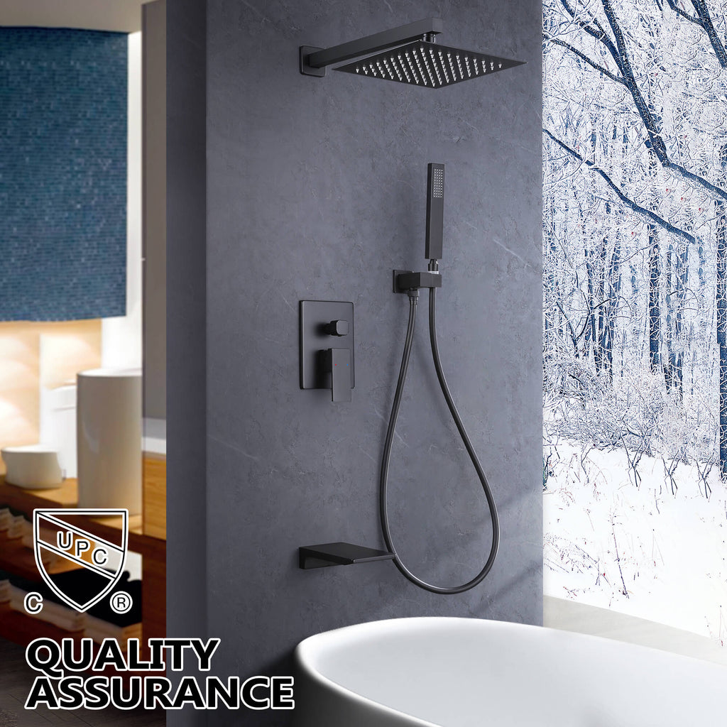 3-Function Rain Shower Faucet System with Tub Spout