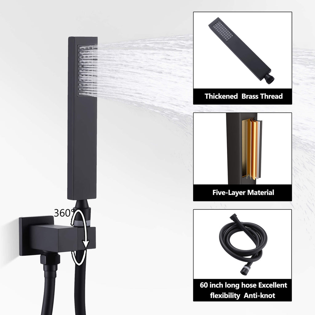3-Function Rain Shower Faucet System with Tub Spout