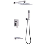 Shower System with Waterfall Tub Spout Brushed Nickel Shower Faucet Set RB0906BN