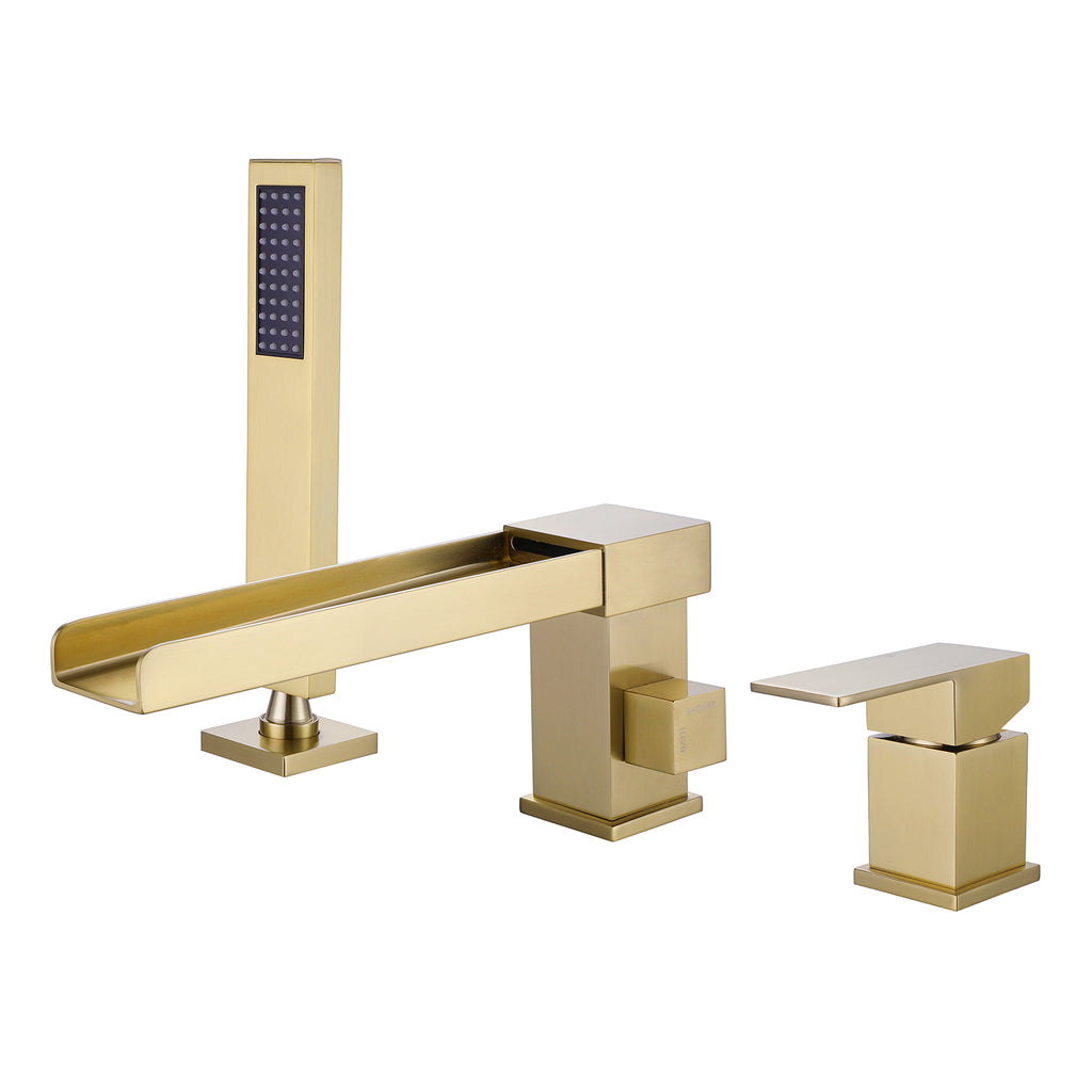 Deck-Mounted Bathtub Faucet with Handheld Shower and Certified Valve System