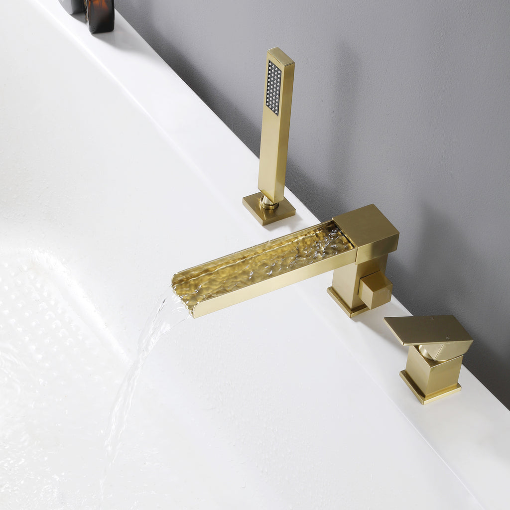 Deck-Mounted Bathtub Faucet with Handheld Shower and Certified Valve System