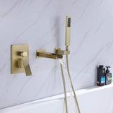 Wall-Mounted Bathtub Faucet with Lever Handle and Handheld Shower Set