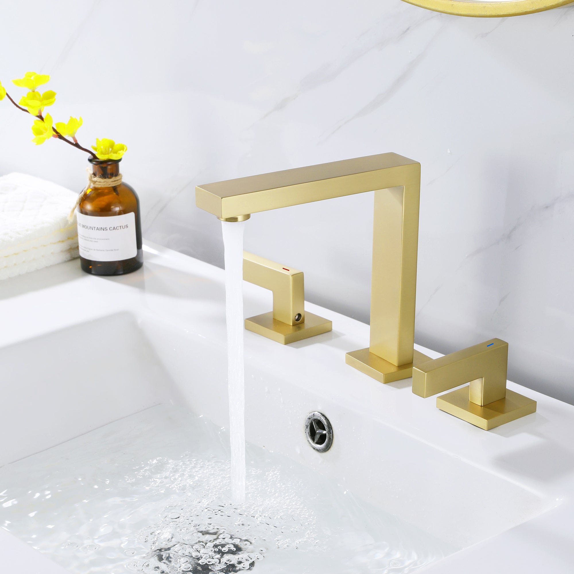 3-Piece Faucet Set with Square Handles and Tall Spout