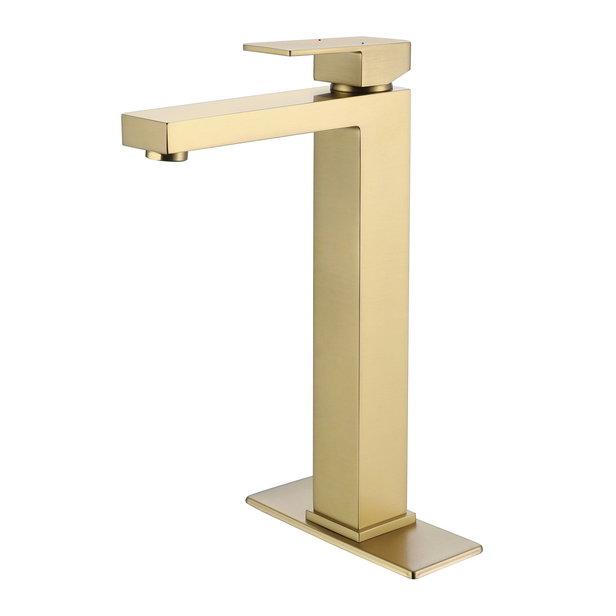 Tall Vessel Faucet with Flat Lever and Square Base