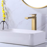 Tall Vessel Faucet with Flat Lever and Square Base