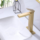 Tall Vessel Faucet with Flat Lever and Square Base
