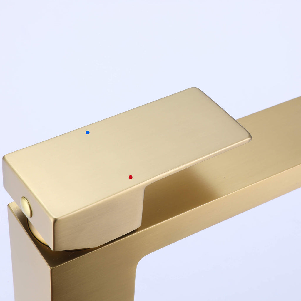 Tall Vessel Faucet with Flat Lever and Square Base