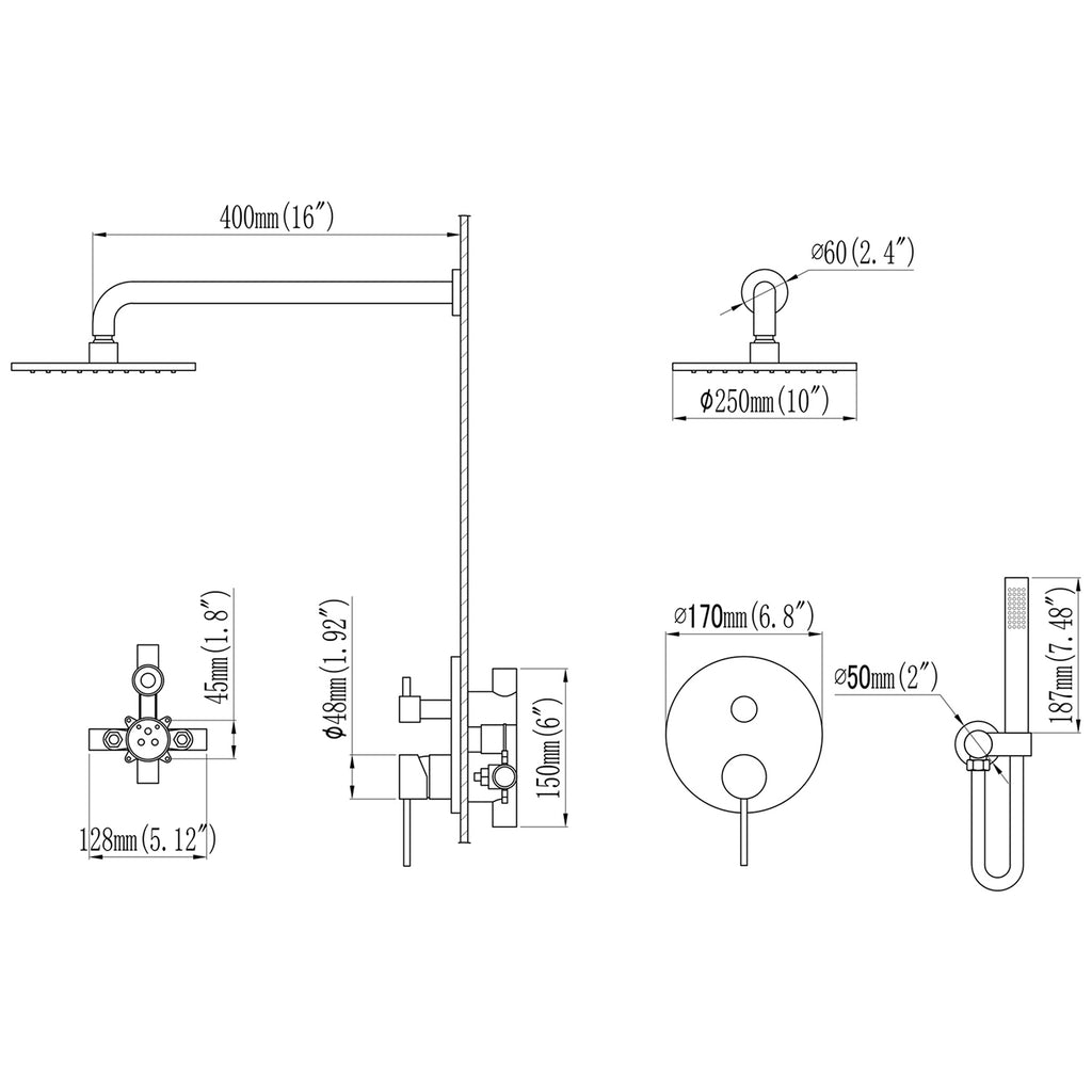 show faucet set size