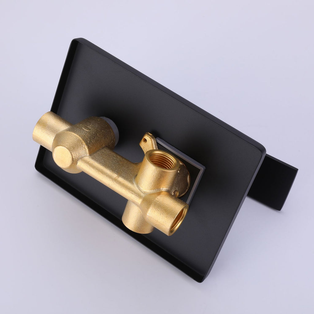 Wall-Mounted Bathtub Faucet with Tub Spout and Matching Hand Shower Set