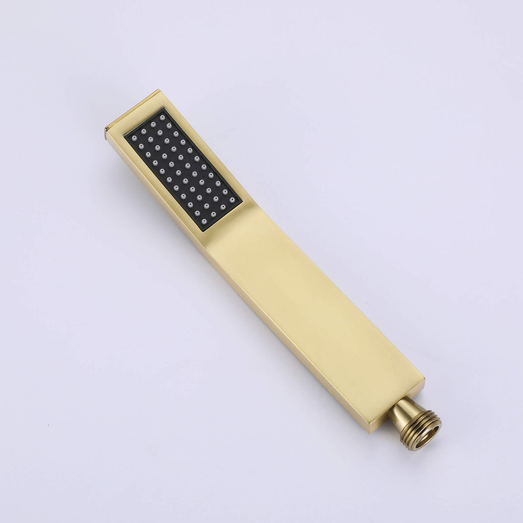 Wall-Mounted Bathtub Faucet with Hand Shower and Minimalist Control Panel