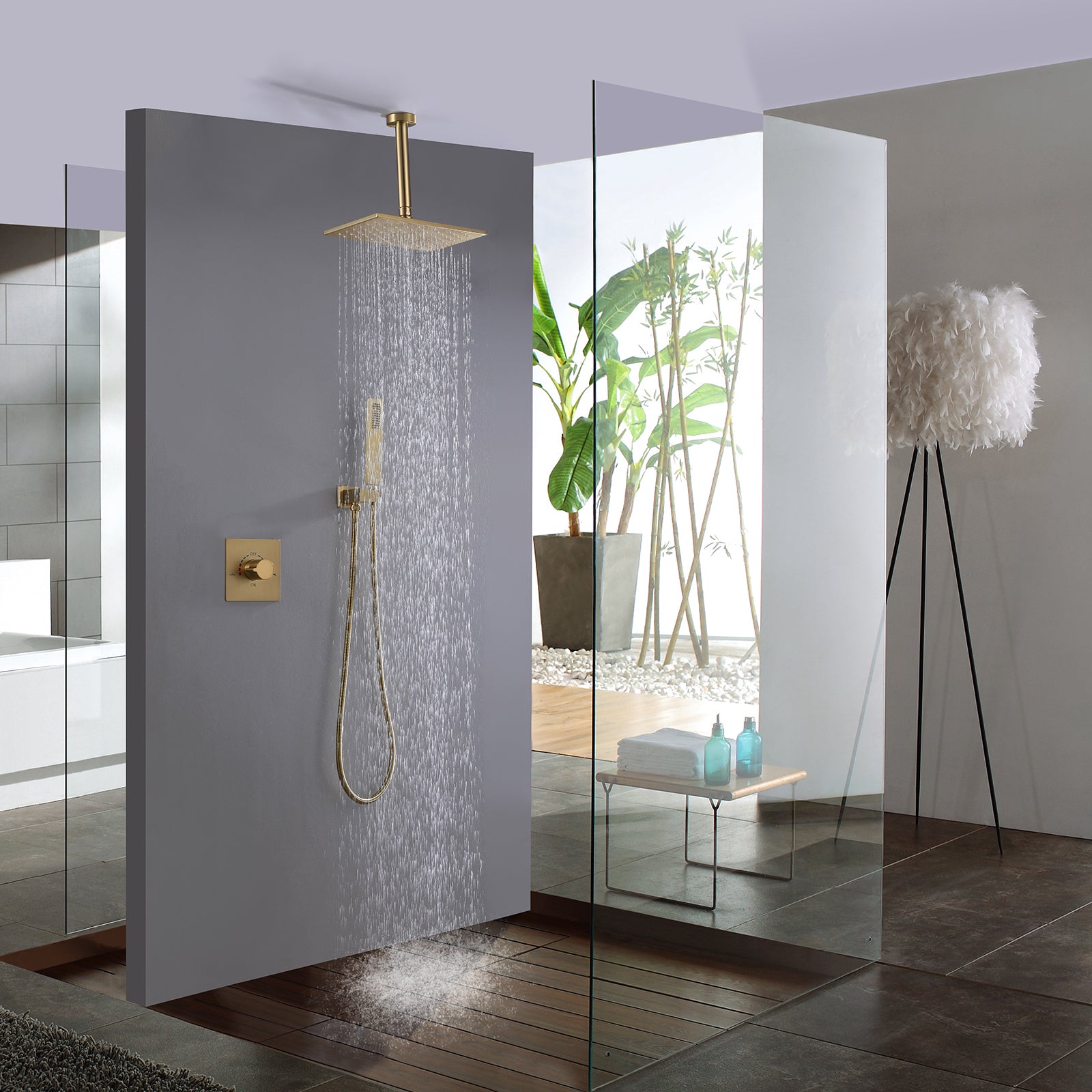 Ceiling-Mounted Single Handle Rain Shower Set