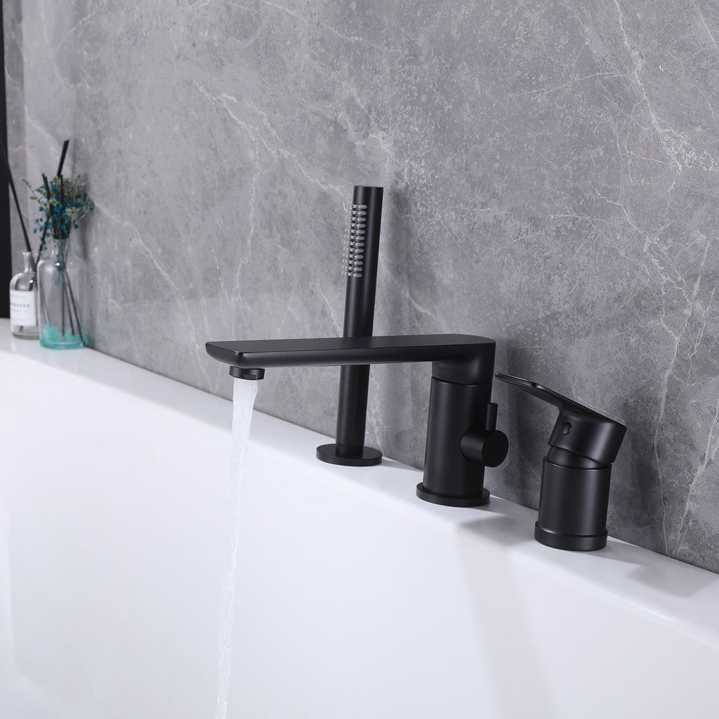 Bathtub Faucet with Rotatable Spout and Handheld Shower Attachment