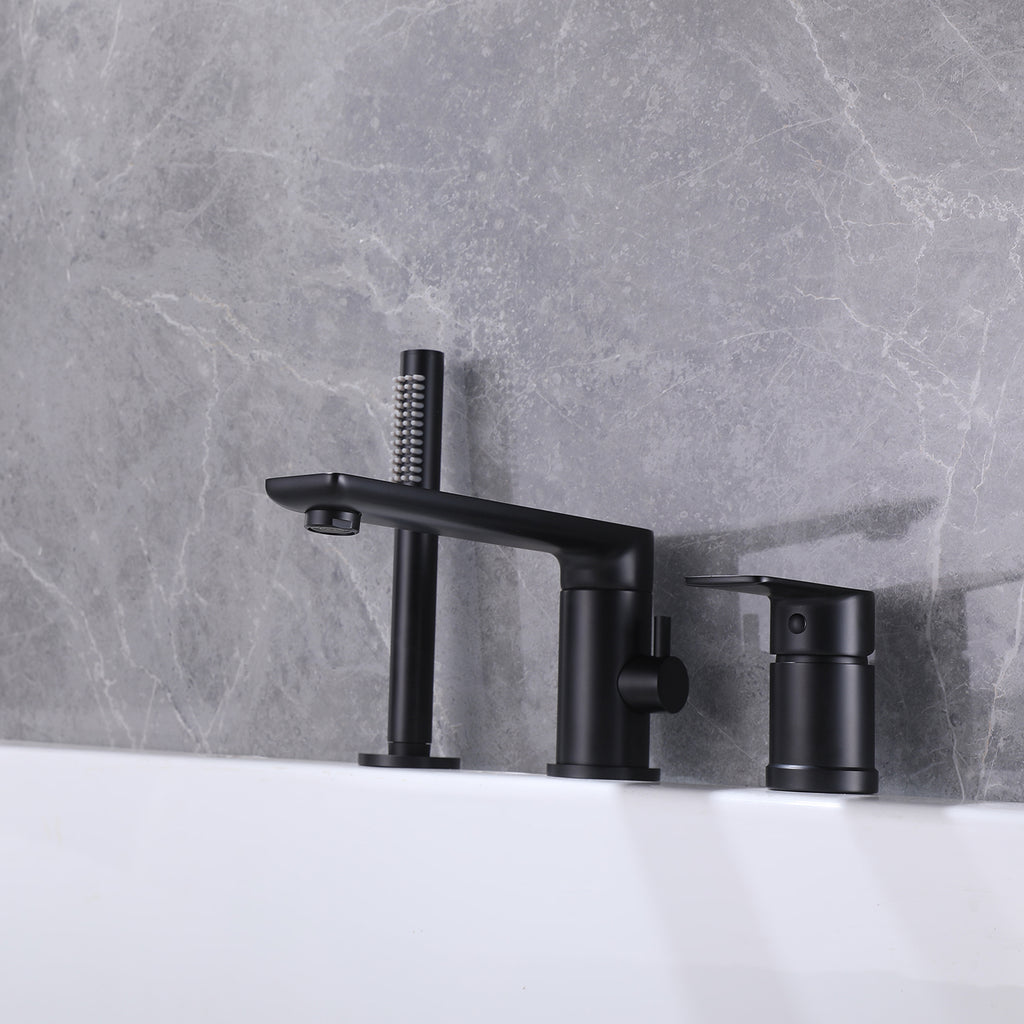 Bathtub Faucet with Rotatable Spout and Handheld Shower Attachment