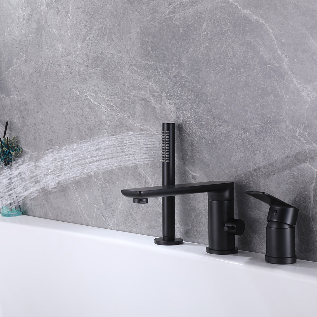Bathtub Faucet with Rotatable Spout and Handheld Shower Attachment