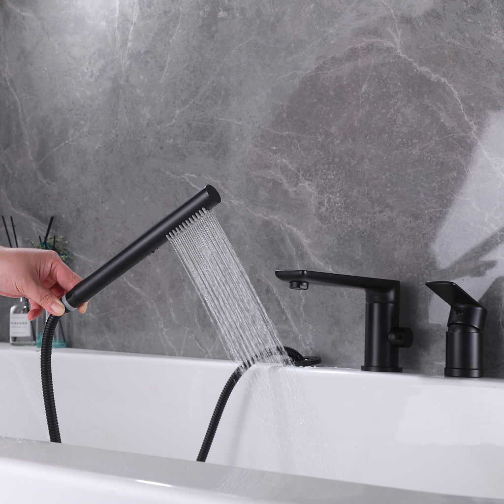 Bathtub Faucet with Rotatable Spout and Handheld Shower Attachment