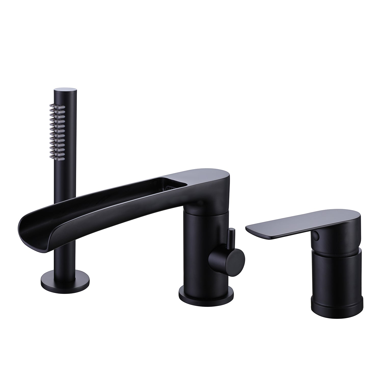 Widespread Deck-Mounted Tub Filler Set with Single-Handle Control and Shower