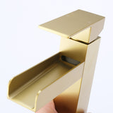 Brushed Gold Deck Mount Waterfall Vanity Faucet with 6 Inch Deck Plate RB1076