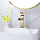 Tall Deck-Mounted Basin Tap with Waterfall Blade Spout