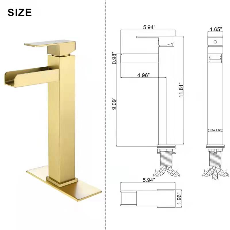 Tall Deck-Mounted Basin Tap with Waterfall Blade Spout