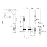 Deck-Mounted 4-Hole Tub Filler with Dual Handles and Handheld Shower