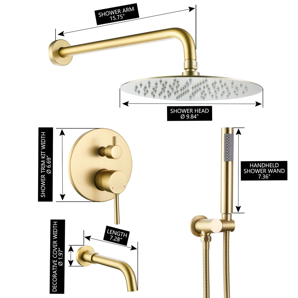 gold shower system size