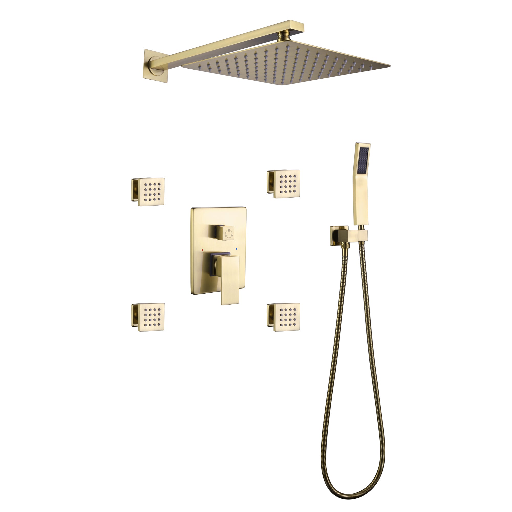 Shower System with Handheld Showerhead and 4-Jet Body Spray