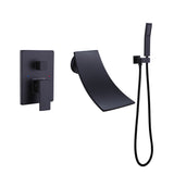 Wall-Mounted Waterfall Tub Faucet with Handheld Shower and Contemporary Design