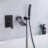 Wall-Mounted Waterfall Tub Faucet with Handheld Shower and Contemporary Design