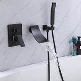 Wall-Mounted Waterfall Tub Faucet with Handheld Shower and Contemporary Design