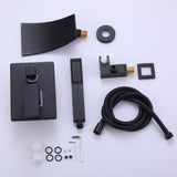 Wall-Mounted Waterfall Tub Faucet with Handheld Shower and Contemporary Design