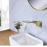 Brushed Gold Wall-Mounted Waterfall Sink Faucet
