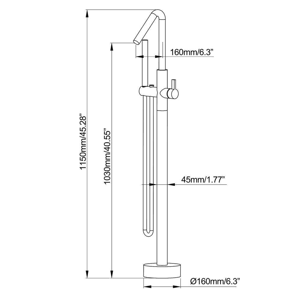 golden freestanding bathtub faucet size