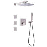 Square Rainfall Thermostatic Shower Set with 3 Body Jets