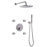 Thermostatic Shower System with 12’’ Rain Shower Head wand 4pcs Body Jets RB1115