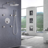 Thermostatic Shower System with 12’’ Rain Shower Head wand 4pcs Body Jets RB1115